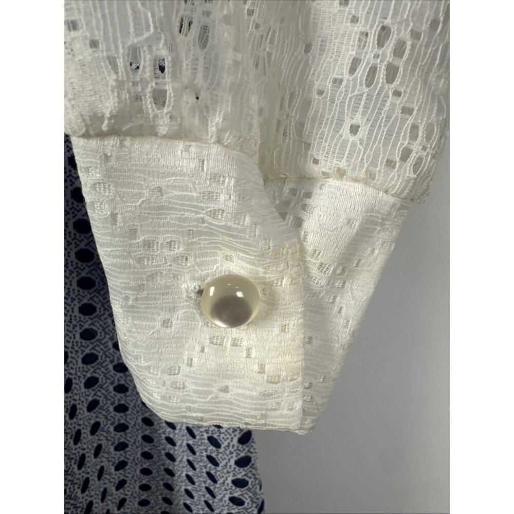 Vintage 1970s Gunne Style Prairie Maxi Dress Polka Dot Lace Sleeves Dagger XS - Picture 4 of 9